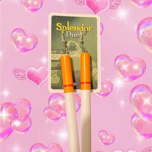 Orange & White ciggie Stick Earrings